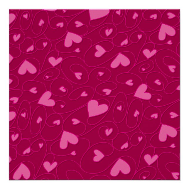 Pink curly hearts poster (Front)