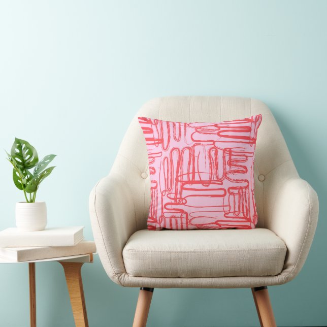 Pink Curve Wavy Squiggle Abstract Modern Cushion (Chair)