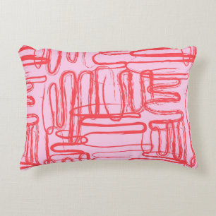 Pink Curve Wavy Squiggle Abstract Modern Decorative Cushion