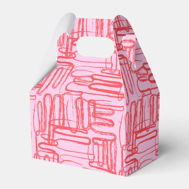 Pink Curve Wavy Squiggle Abstract Modern Favour Box (Front Side)