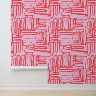 Pink Curve Wavy Squiggle Abstract Modern Wallpaper