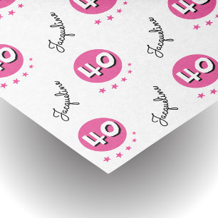 Pink Custom 40th Happy Birthday Tissue Paper