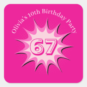 Pink Custom 67 Meme Square Sticker