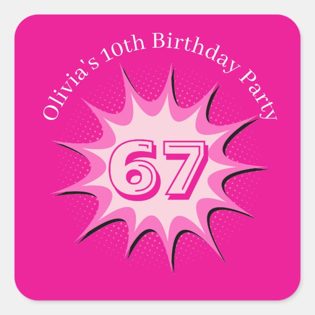 Pink Custom 67 Meme  Square Sticker (Front)