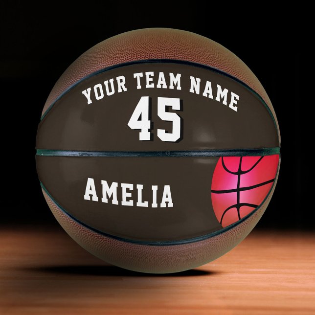 Pink Custom Basketball Ball Team Name Number (Creator Uploaded)