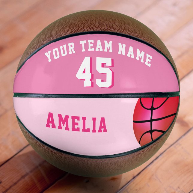 Pink Custom Basketball with Team Name Number (Creator Uploaded)