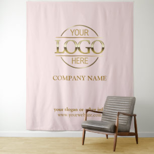 Pink Custom Business Logo Trade Show Backdrop Tapestry
