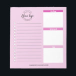 Pink Custom Business logo website Promotional  Notepad<br><div class="desc">Promote your business with our Pink Custom Business Logo Website Promotional Notepad. This practical and stylish notepad is the perfect gift for your clients, customers, employees, and vendors, helping them stay organised and productive. The tear-away pad design allows for easy and convenient use, making it ideal for jotting down notes,...</div>