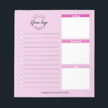 Pink Custom Business logo website Promotional  Notepad<br><div class="desc">Promote your business with our Pink Custom Business Logo Website Promotional Notepad. This practical and stylish notepad is the perfect gift for your clients, customers, employees, and vendors, helping them stay organised and productive. The tear-away pad design allows for easy and convenient use, making it ideal for jotting down notes,...</div>