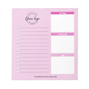 Pink Custom Business logo website Promotional Notepad