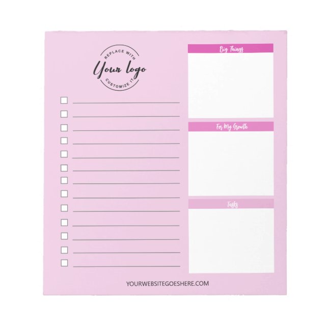 Pink Custom Business logo website Promotional  Notepad (Front)