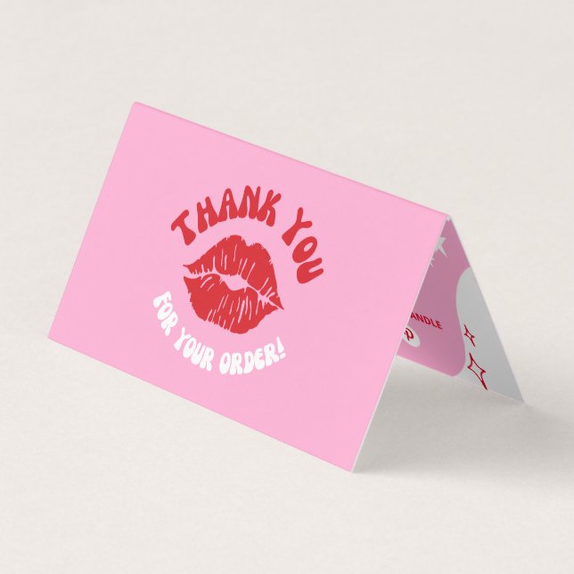 Pink Custom Business Social Media Thank You Folded Card (Front)