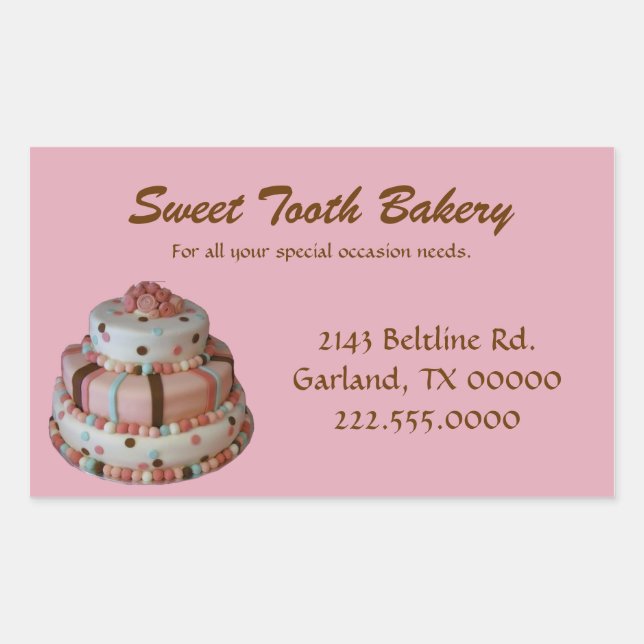 Pink Custom Cake Bakery Box Stickers (Front)
