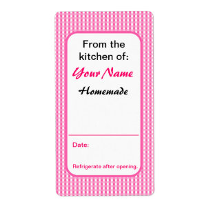 Pink Custom Canning Labels From the Kitchen Of