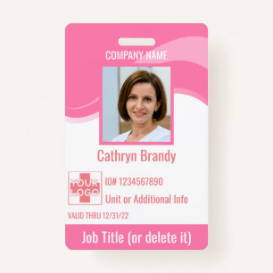 Pink custom Employee Security Id, logo, Bar Code ID Badge