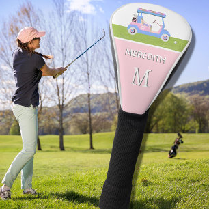 Pink Custom Golf Cart Clubs Monogram Name Head Cover