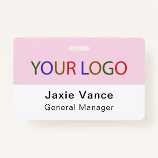 Pink Custom Hard Plastic  with Metal Clip ID Badge