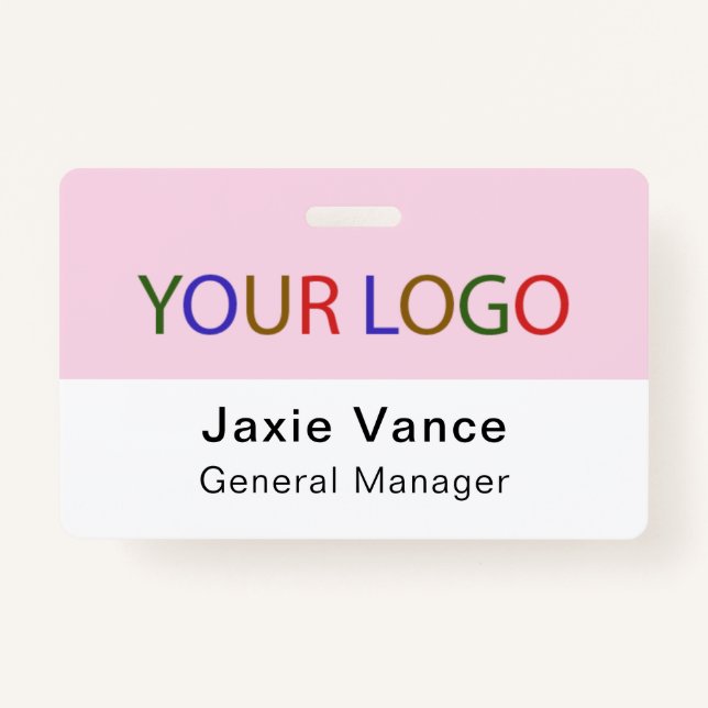Pink Custom Hard Plastic  with Metal Clip ID Badge (Front)