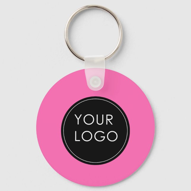 Pink Custom Logo Business Company  Key Ring (Front)