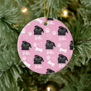 Pink Custom Love Paw Print Dog Lover Pet Photo Ceramic Tree Decoration