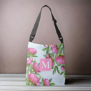 Pink Custom Monogram Floral Crossbody Bag