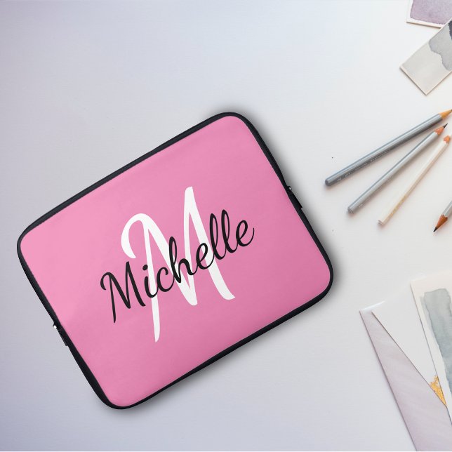 Pink Custom Monogram Laptop Sleeve (Creator Uploaded)