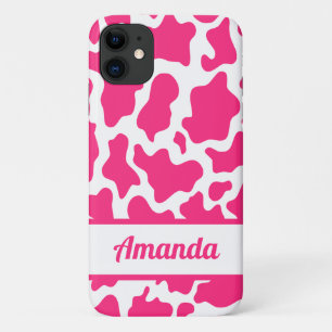 Pink Custom Name Cow Print Pattern Case-Mate iPhone Case