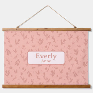 Pink Custom Name Decor Little Girls Room Hanging Tapestry