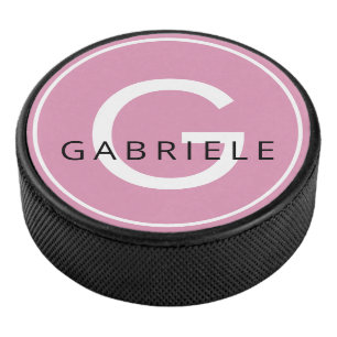 Pink Custom Name & Initial Letter Hockey Puck