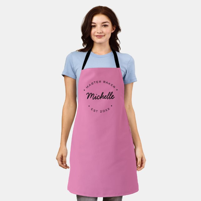 Pink Custom Name Year Master Baker Apron (Worn)