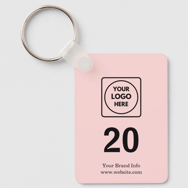 Pink Custom Number | Business Property Logo Key Key Ring (Front)