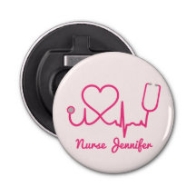 Pink Custom Nurse Name Stethoscope Heart Life Line
