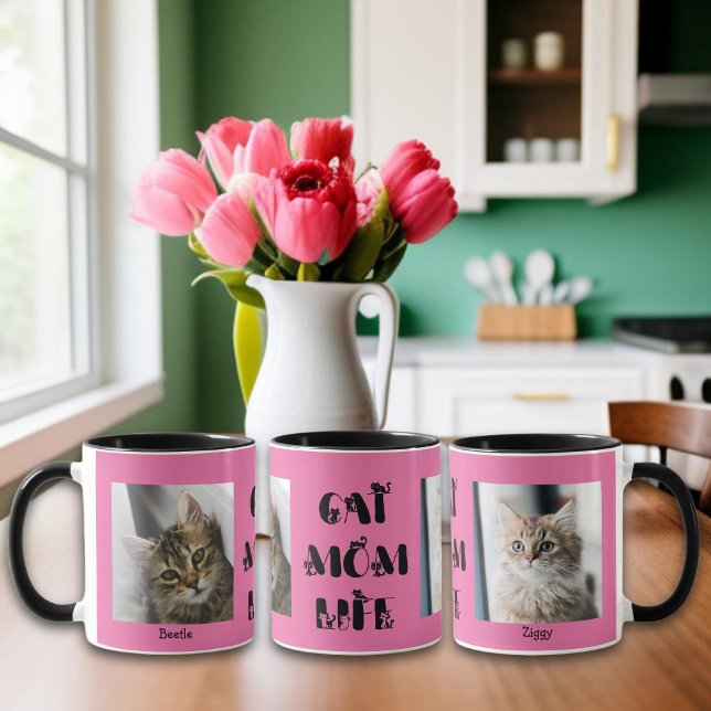 Pink Custom Photo Cat Mum Life Mother's Day  Mug (Creator Uploaded)