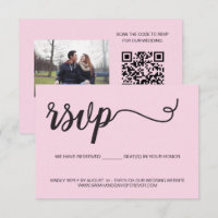 Pink Custom Photo QR code Wedding website