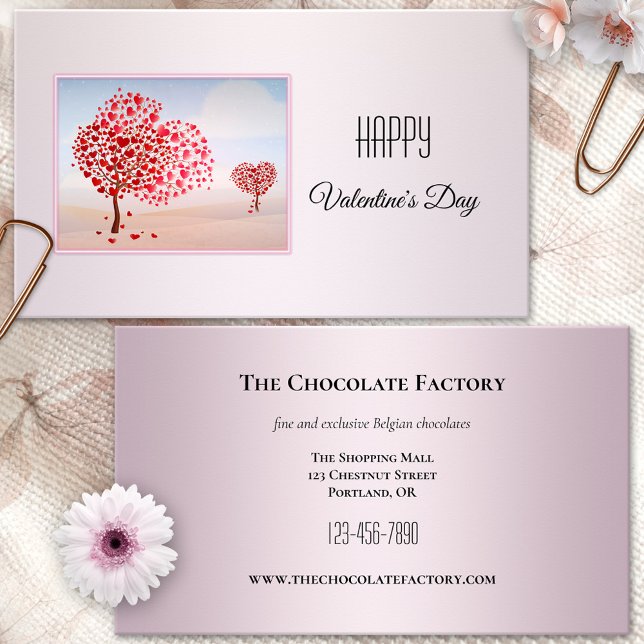 Pink Custom Photo Valentines Day Business Card (Creator Uploaded)