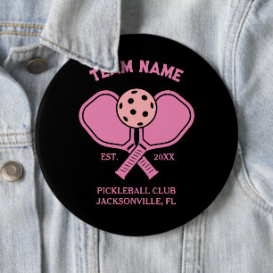 Pink Custom Pickleball Club Team & Player 6 Cm Round Badge