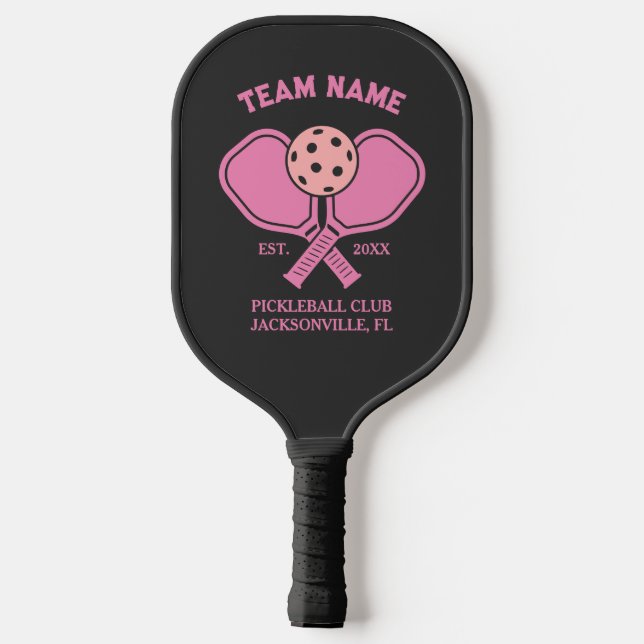 Pink Custom Pickleball Club Team & Player Paddle (Back)