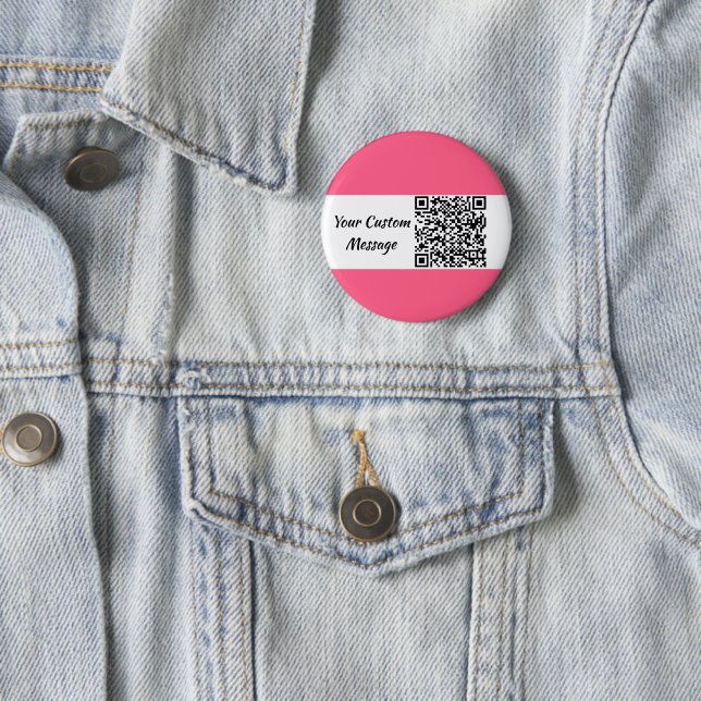 Pink Custom QR Code Trendy 6 Cm Round Badge (In Situ)