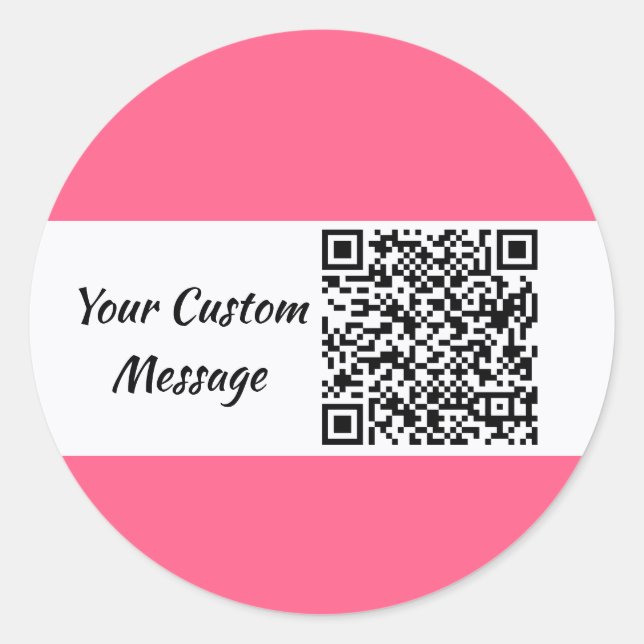 Pink Custom QR Code Trendy Classic Round Sticker (Front)