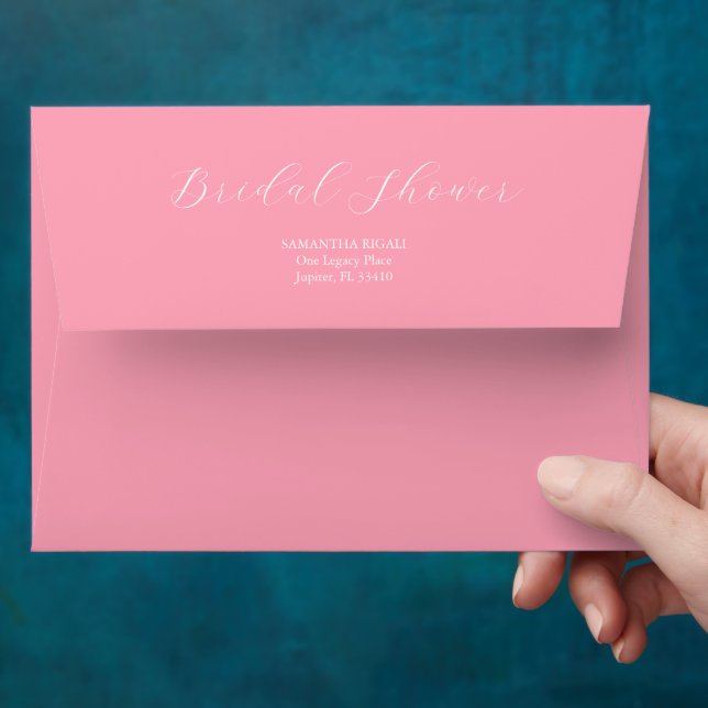 Pink Custom Return Address Envelopes Bridal Shower (Hand)