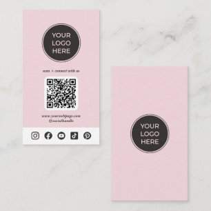 Pink Custom Social Media Logo Business Card