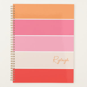 Pink Custom Summer Colour Block Stripes Planner