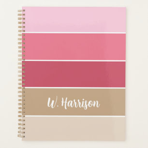 Pink Custom Summer Colour Block Stripes Planner