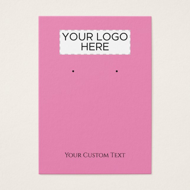 Pink Custom Text & Logo Earring Display Card (Front)