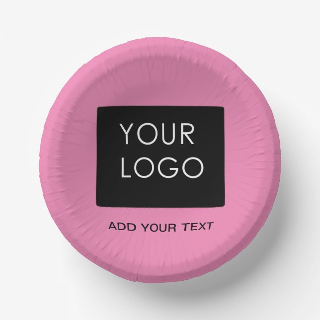 Pink Customisable Business Add Logo   Paper Plate (Front)