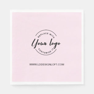 Pink Customisable business company logo website Napkin