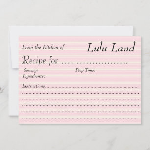 Pink Customise Recipe Card