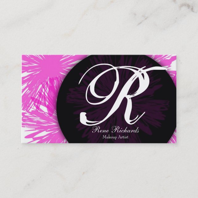 pink customise your mongram business card (Front)
