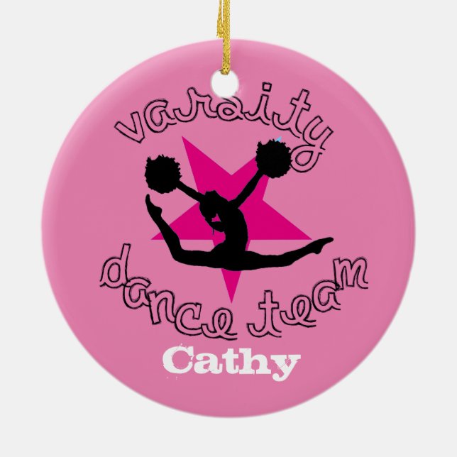 pink Customizeable Dance Team ornament (Back)