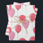 Pink cute air balloon kids birthday party pattern wrapping paper sheet<br><div class="desc">Pink balloon and stripes pattern wrapping paper sheets for kids or baby birthday party.</div>